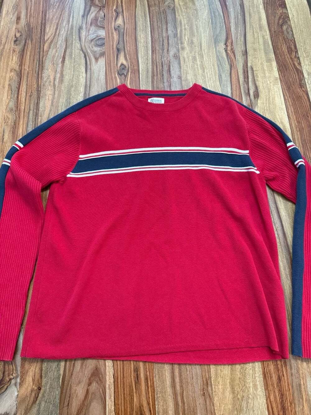Vintage Industrial Exchange Red  Knit Sweater with Navy Stripes